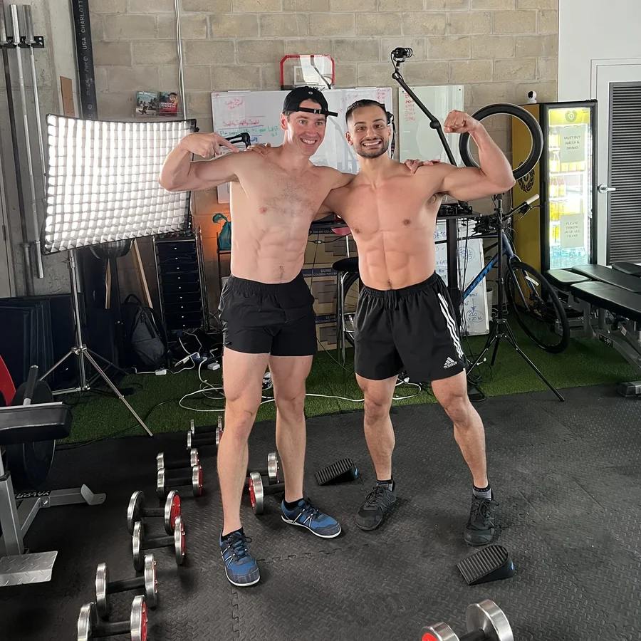 Andrew Elkhouly with Ben Patrick, the KneesOverToesGuy, at the ATG gym